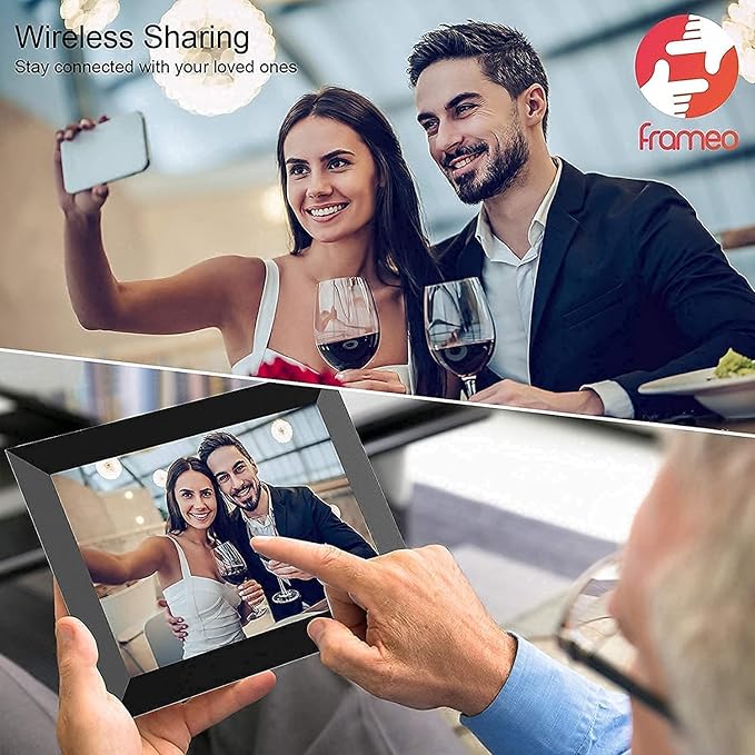YENOCK FRAMEO Digital Photo Frame WiFi 10.1 Inch HD IPS LCD Touch Screen, 32GB Memory, Auto-Rotate, Wall-Mountable, Easy Setup to Share Photos & Videos via Free App from Anywhere
