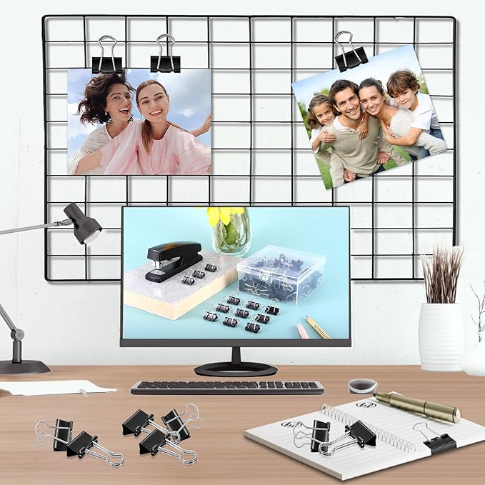 120 Pack Small Binder Clips,3/4 Inch Width Paper Clips,Black Binder Clips,Mini Binder Clips,Small Paper Clamps for Office Supplies Home and Business,Metal Binder Clips