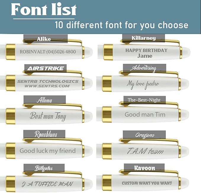 Ancolo Personalized Office Ballpoint Pens - Executive Writing Pen with 10 Black Ink Refill Engraved with Your Message Name Gift Set for Man/Women/Writers/Collection/ 5 PCS/Pack