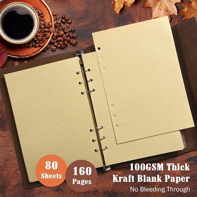 Leather Journals Notebooks with Blank Pages, Vintage Refillable Journal for Writing, Personal Travel Diary Art Sketchbook to Write in, Gifts for Women, Men, Teen Girls and Boys, 160 Pages (Purple, A5)