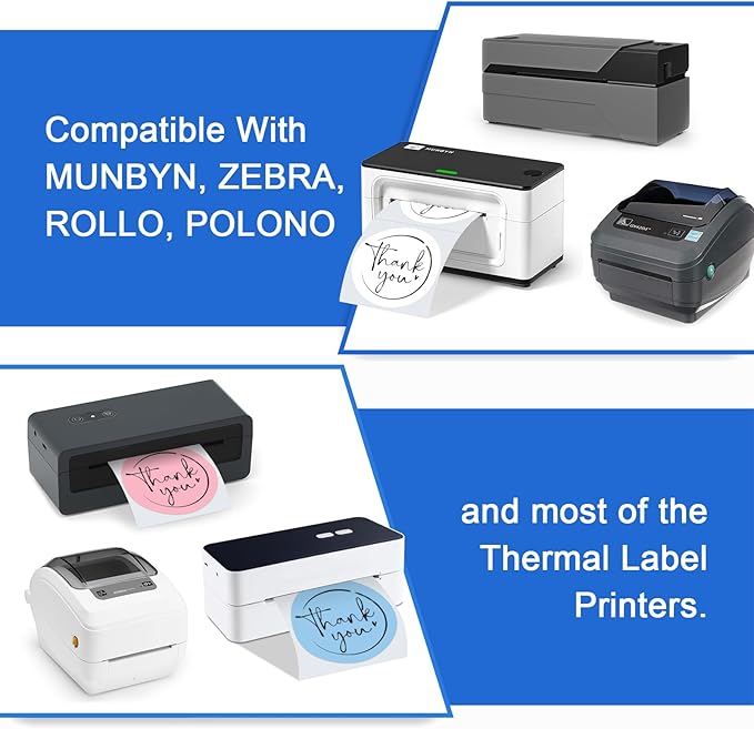 6 Rolls 2" Color Circle Direct Thermal Stickers Labels, Self-Adhesive Round Thermal Labels Printer Stickers for Business, DIY, Code, Name Tag, Envelope Seal