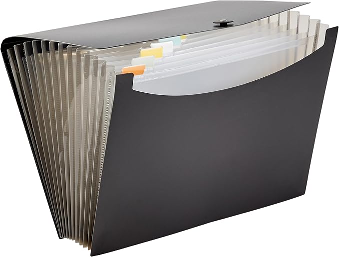 Amazon Basics Expanding Organizer File Folder, Letter Size - Black & Gray, 2-Pack