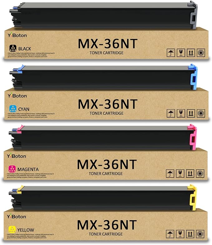 MX-36NT MX36NT MX36NTBA MX36NTCA MX36NTMA MX36NTYA High Capacity Toner Cartridge Compatible for Sharp MX-2610N 2615N 2640N 3110N 3115N 3140N 3610N 3640N 3648N Printer (4-Pack)