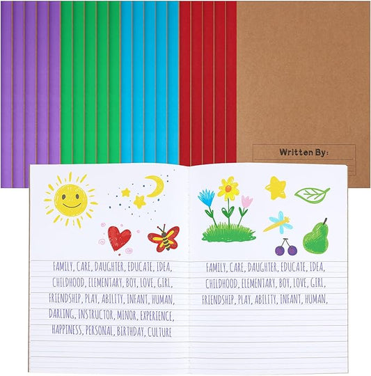Henoyso 20 Pcs Primary Composition Notebook 9 3/4 x 7 1/2 Inch Kids Journal, Back to School Supplies, K-2 Primary Writing Notebook for Kids Student Draw and Write Story Journal (Fresh Color)