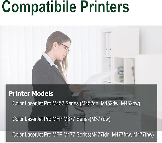 410A Toner Cartridges Set Replacement for HP 410A 410 for HP Color Laserjet Pro MFP M477fnw,M477fdw,M452dn, Color Laserjet Pro M477 M452 Series ( Black, Cyan, Magenta, Yellow)