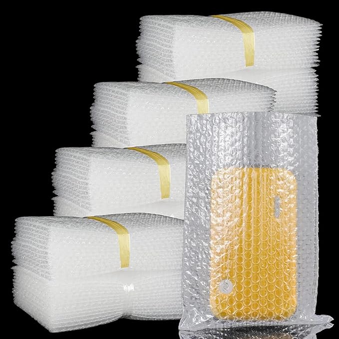 200Pcs Clear Bubble Out Bags, 15x20 CM Bubble Pouches Bags for Shipping, Double Wall Cushioning Wrap Bags for Moving Packaging Storage Fragile China Dishes Electronic Item