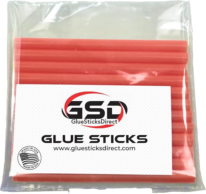 Mini Size Hot Melt Glue Sticks for Glue Gun - Bulk 4in Red Metallic Glue Sticks - Great for Art Craft Repairs & Compatible w/Most Glue Guns - 5/16" X 4" (24 Sticks) - Made in USA