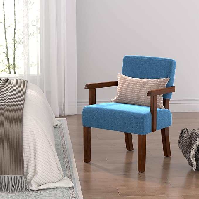 Accent Chair with Wood Frame, Arm Chairs Oversize with Soft Seat and Armrests for Living, Dining, Bed, Reading, and Waiting Rooms