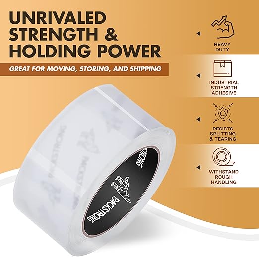 Packstrong Industrial Grade Clear Packing Tape 36 Rolls - 110 Yards per Roll - 2" Wide x 2 mil Thick, Acrylic Adhesive Tape