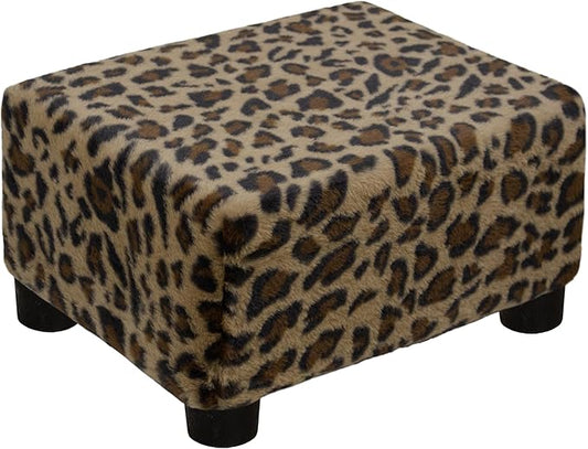 CAROLMADE Small Foot Stool Ottoman Footstool with Legs Under Desk Footrest for Living Room Bedroom and Office, Faux Fur Brown