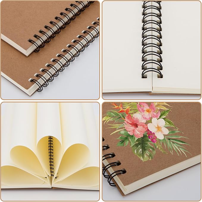 12 Pack Unlined Spiral Notebook- A5 Blank Journal, Unlined Notebook, Soft Cover Kraft Journal for Drawing, Writing, Office Supplies, School Supplies- 60 Sheets/120 Pages- 8.2 x 5.8