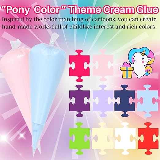 ASTRYAS Cream Glue,10Pcs 100g Decoden Fake Whipped Cream Glue DIY Phone Case Kit with Plastic Piping Tip for DIY Handmade Craft Decoration - Pony Color