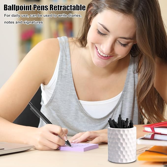 100 Pack Ballpoint Pens,Black Ink Retractable Ballpoint Pens,Comfortable Grip,Smooth Writing Pen,Medium Point 1.0mm Click Pen for Office, Home(Black)