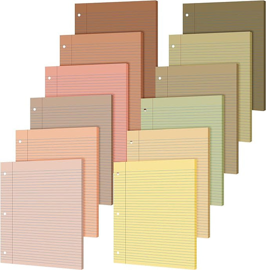 PerKoop 600 Sheets Colored Loose Leaf Paper 8.5" x 11" college ruled Lined 3 Hole Punched notebook Filler Paper for 3 Ring Binders Office School Supplies (Cute Color)