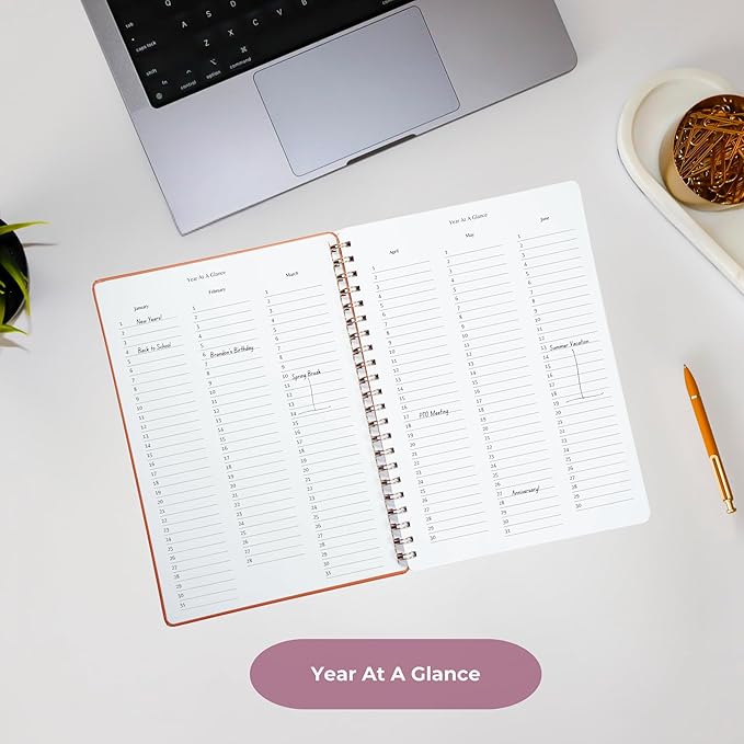 | Ultimate Yearly, Daily, Weekly, Monthly Planner | 8.25" x 11.75" | To Do List Notebook for Work | Simple Design | Multiple Layouts | Academic Planner and Organizer Notebook (Black, Yearly Planner - Portrait)