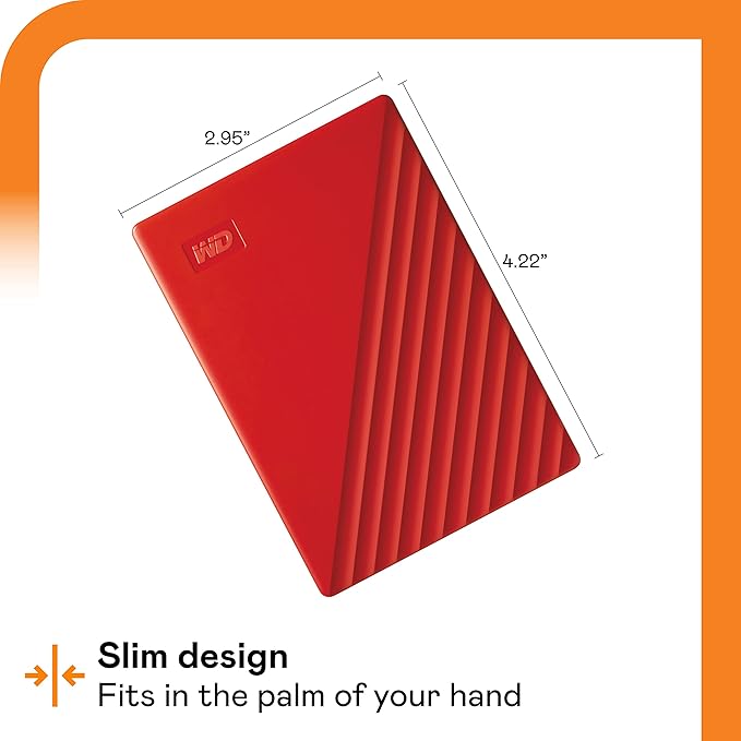 WD 6TB My Passport, Portable External Hard Drive, Red, Backup Software with Defense Against ransomware, and Password Protection, USB 3.1/USB 3.0 Compatible - WDBR9S0060BRD-WESN