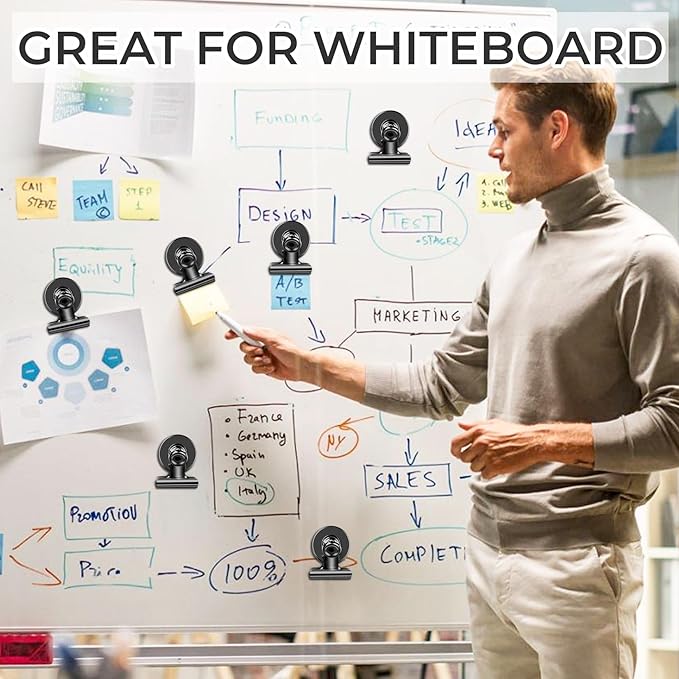 20 Pack Magnetic Clips, Fridge Magnets Refrigerator Magnets, Black Magnet Clips for Whiteboard, Clip Magnets for Photo Displays, Home, Office, Classroom