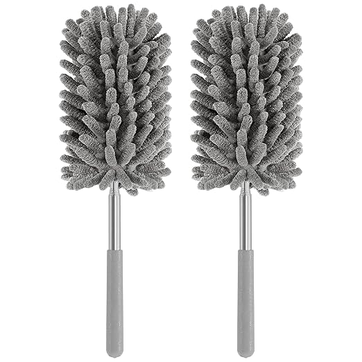 Mini Duster for Cleaning, 360° Bendable Hand Dusters with Extension Pole, Washable Small Duster for Car Interior, Office, Furniture