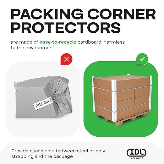 IDL Packaging - CEP-18 Cardboard Edge Protector 2” X 2” X 18”, Pack of 100 – V-Board Reinforced Cardboard Corners for Shipping – White Kraft Cardboard Corners for Packing – Moving Corner Protectors