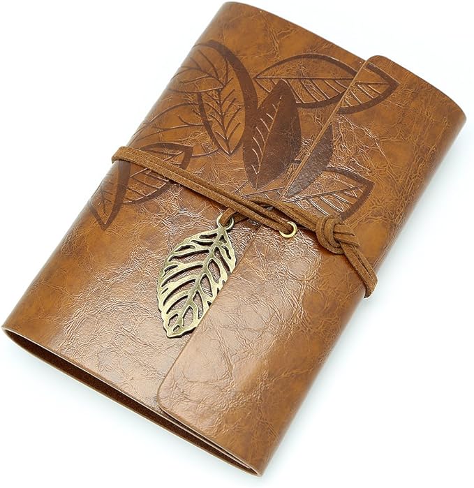 EvZ 7 Inches Vintage Dark Brown PU Leather Cover Loose Leaf Blank Notebook Journal Diary Gift
