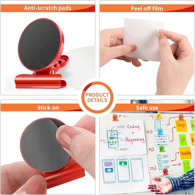 VNDUEEY 20 Pack Multicolored Magnetic Clips for Refrigerator Magnets Magnetic Clips for Fridge and Whiteboard Magnets for Home Office School
