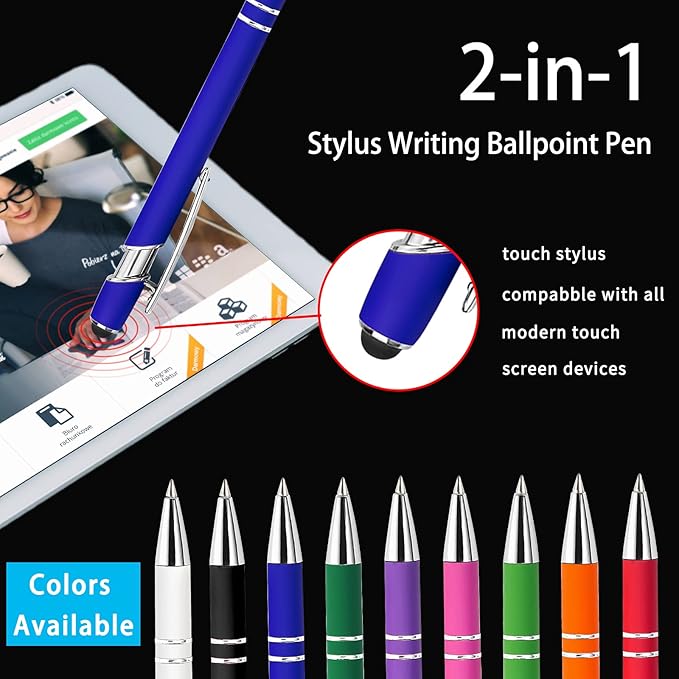 Max 500 Pcs Personalized Pens Bulk, Custom Pens with Free Engraving, Customized Stylus Tip Ballpoint Pen with Your Name Massage Text for School Office Business Graduation Anniversaries-100 Packs