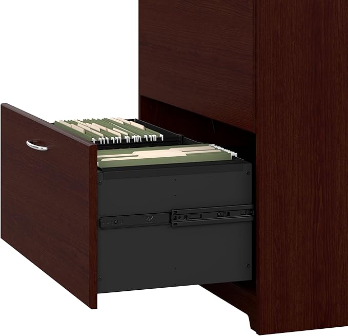 Bush Furniture Cabot 2 Drawer Lateral File Cabinet in Harvest Cherry, Home Office Chest for Letter, Legal, and A4-size Document Storage