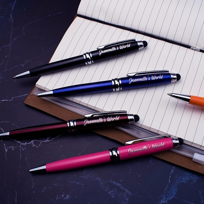 Ancolo Custom Luxury Office BallPens with Stylus Tip Medium Point - Nice writing Pens - Engraved with Your Name Slogan, Perfect for Men and Women Girls boys 10 Pens/Box