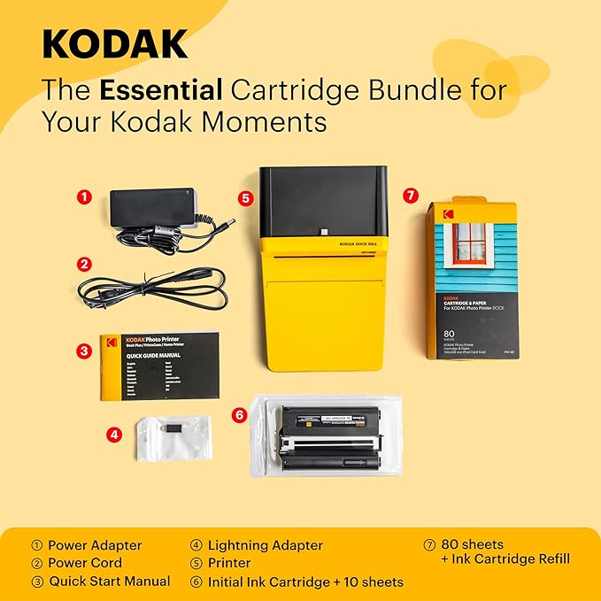 KODAK Dock ERA Plus 4PASS Instant Photo Printer, 4x6 inches, 90 Sheets Bundle