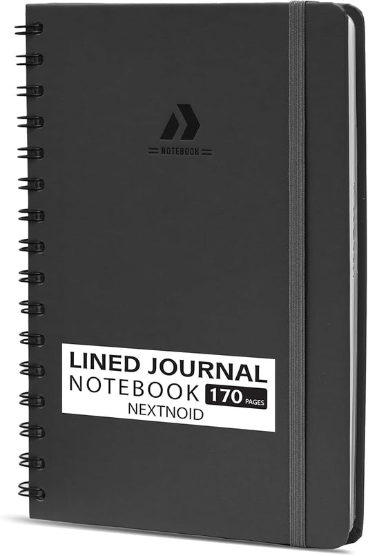 Lined Spiral Notebook Journal For Women & Men - A5(5.8" x 8.3") 170 Pages, Hardcover Notebooks for Work & Note Taking, College Ruled Journals for Writing - Grey