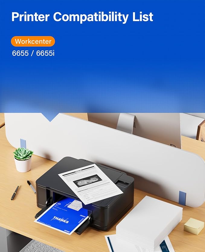 6655 Toner Cartridge Set 4-Pack High Capacity Black Cyan Magenta Yellow Replacement for Xerox 106R02744 106R02745 106R02746 106R02747 Compatible with Xerox WorkCentre 6655 6655i Color Printer Ink Copy