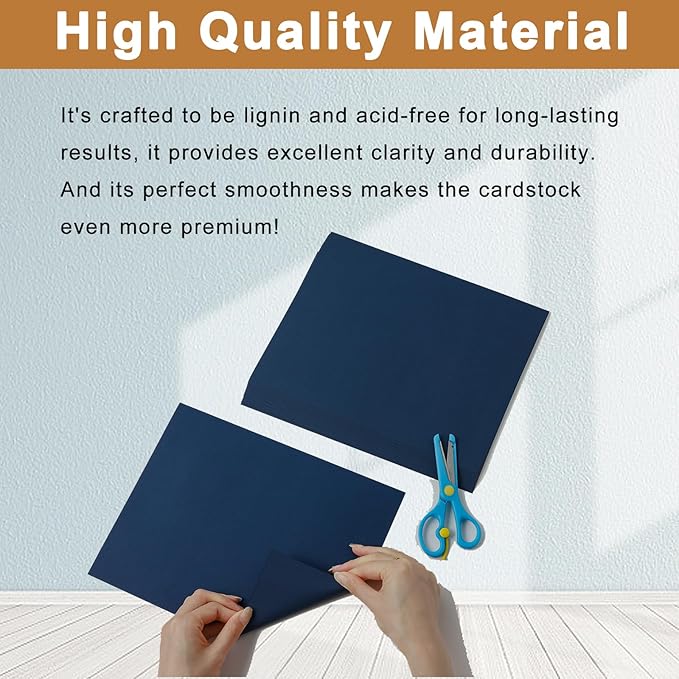 40 Sheets Navy Blue Cardstock 8.5 x 11 Scrapbook Paper, 75lb Heavyweight Blue Card Stock Printer Paper for DIY Card Making, Greeting Cards, School Crafts, Wedding Invitations, Thank You Cards