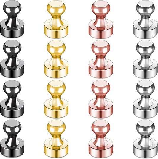LOVIMAG Small Magnets for Cruise Ship Essentials, Cruise Magnets for Door Decoration, 4 Assorted Color Push Pins Neodymium Magnets for Cruise Cabins, Kitchen, Locker or Office Accessories-16 Pcs