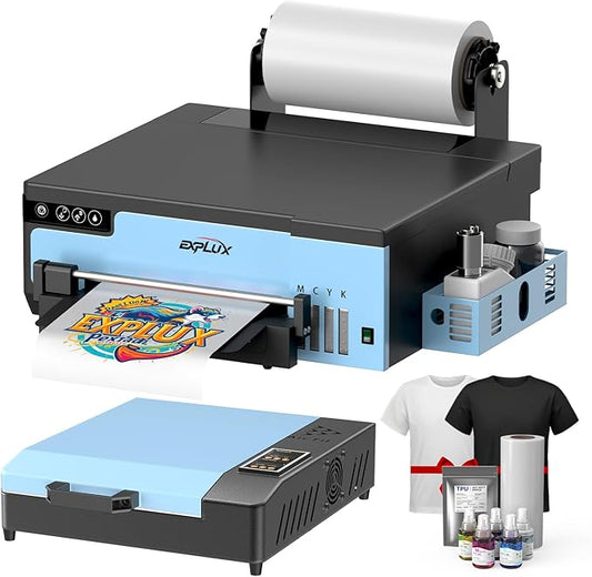EXPLUX A4 DTF Printer,with XP600 printhead with Anti-Clogging Technology + 200% high Speed Printing,for DIY T-Shirt,Other Textiles,2-Year Ink Included