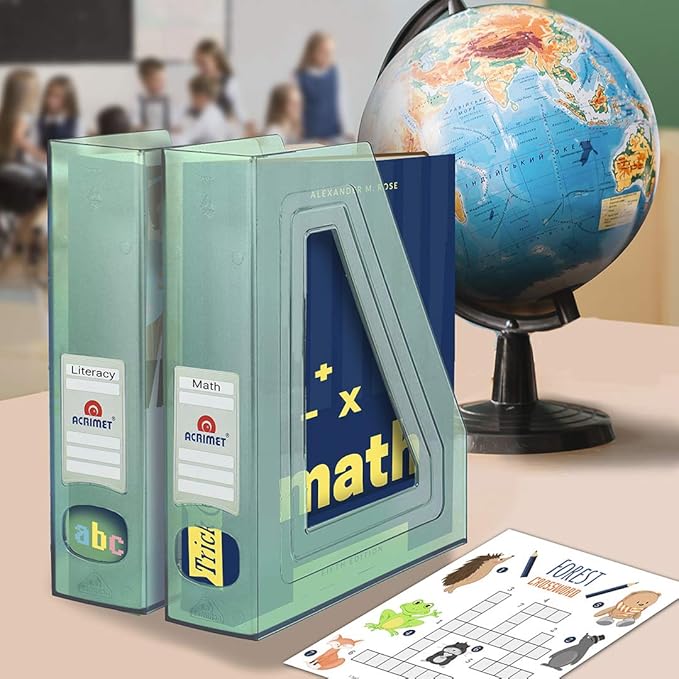 Acrimet Magazine File Holder, Durable Rack, Space-Saving Organizer (Plastic) (Clear Green Color) (2 pack)