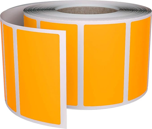 Royal Green Rectangular Color Coding Sticker Roll - Write On Labels for Folders & Organizing, 1.57" x 0.75" Stickers to Write On Name Tags for Office Supplies & Organization, 500-Pack (Neon Orange).
