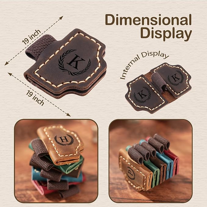Personalized Magnetic Leather Bookmark with Pen Holder - 26 Letters Custom Book Mark with Name Initial Engraved Book Marker for Readers, Book Lovers, Travelers - Gift for Women & Men(Light Brown，K