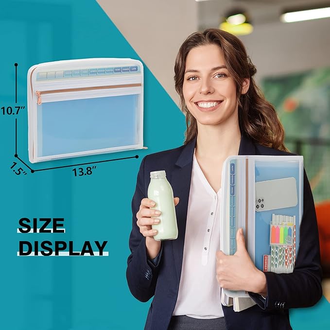 H4D 13 Pocket Expanding File Folder Organizer, Blue, 8.5-x-11-inch