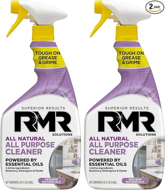 RMR All Natural All-Purpose Cleaner - Non-Toxic, Rinse-Free Multipurpose Cleaning Supplies, Biodegradable, Modern Botanical Scent, 32-Ounce Spray, 2 Pack
