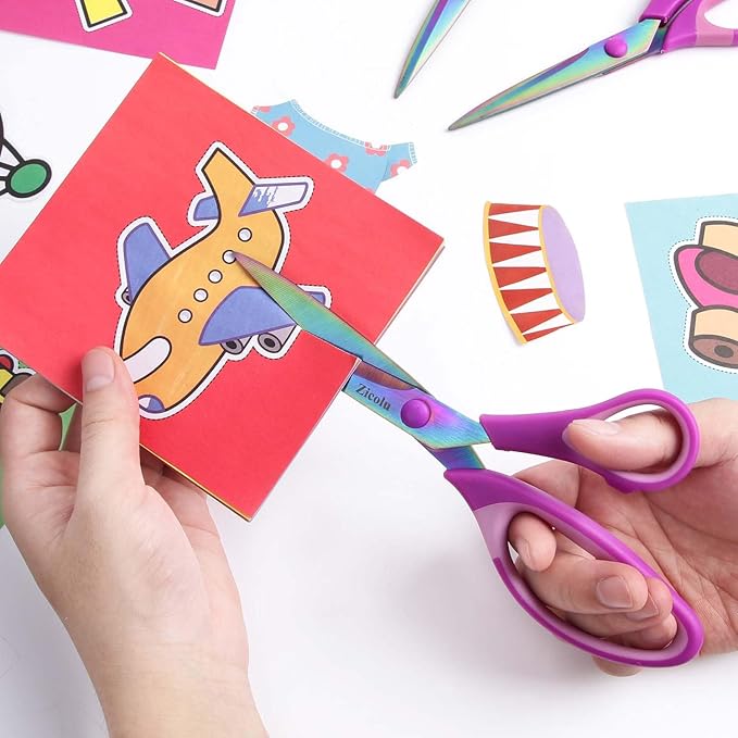 8.5" Scissors All Purpose, Multipurpose Office Scissors Set of 3 pack, Sharp Titanium Coating Blade and Soft Comfort-Grip Sturdy Scissors for Fabric School Craft Sewing Home, Right/Left Handed