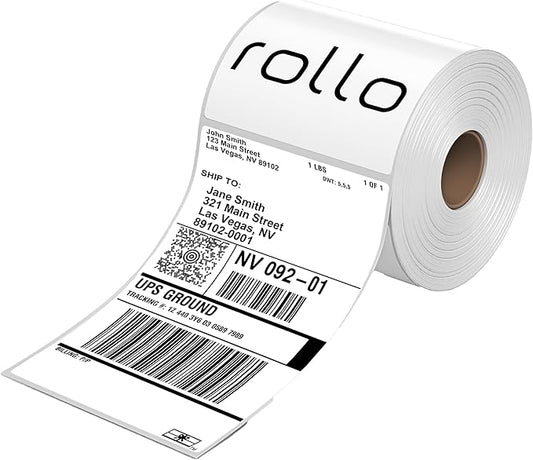 Rollo Direct Thermal Shipping Labels - 500 4x6 Thermal Label Roll - Perforated and Strong Adhesive (Commercial Grade)