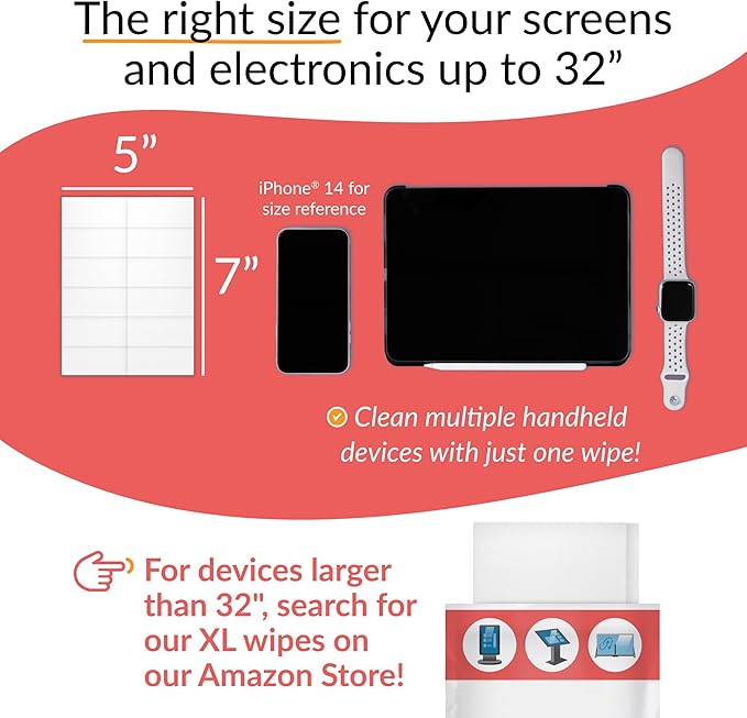 iCloth 70% Isopropyl Alcohol Large Screen and Electronics Wipes, Lint-Free, Streak-Free, Fast-Drying, Removes Dust and Fingerprints (700 Wipes)