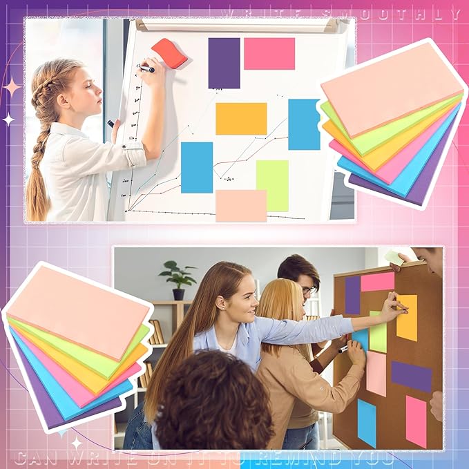Kajaia 24 Pads Full Adhesive Sticky Notes Colorful Sticky Notes Adhesive Memo Self Stick Pads Easy to Post for Office Home School Meetings Supplies 6 Pastel Colors 80 Sheets/pad(3x5 Inches)