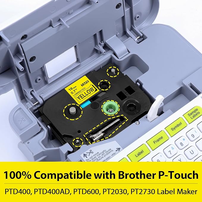 18mm Black on Yellow Label Tape Replacement for Brother TZe-641 TZe641 TZe 18mm 0.7 Laminated Yellow Tape Compatible with Brother P Touch Label for PTD400 PTD410 PTD600 PT1750, 3-Pack