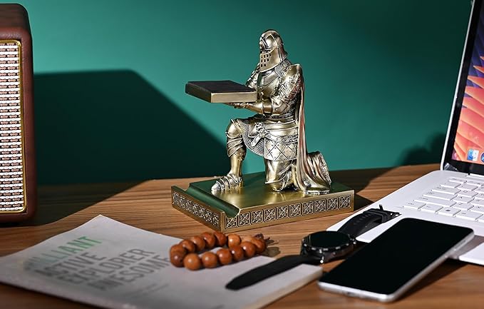 King's Guard Watch Display Stand Eyeglass Jewelry Bracelet Necklace Holder Trays Towers Resin Pen Holder Warrior Knight Mobile Phone Stand for Office & Home (Bronze)
