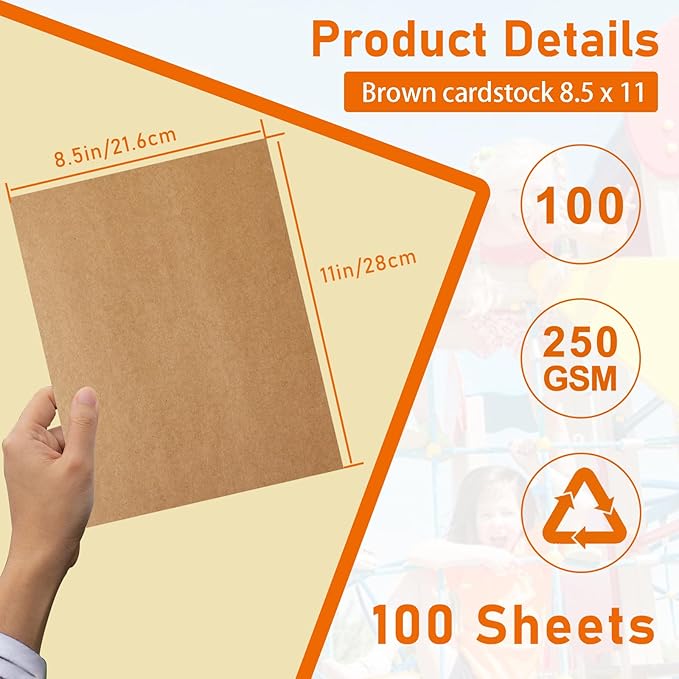 100 Sheets Brown Cardstock 8.5 x 11 Printer Paper, 92lb Heavyweight Paper Card Stock for Greeting Cards, Wrapper, Thank You Cards, Wedding Invitations, DIY Card Making, Office