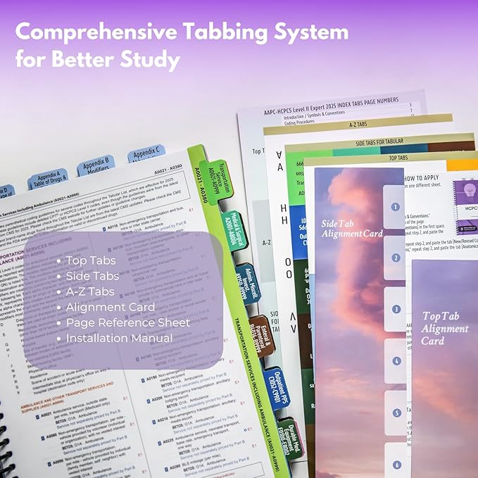 Index Tabs for HCPCS Level II Expert 2025 Codebook - Easy Navigation for Medical Coding Books (for AAPC Version)