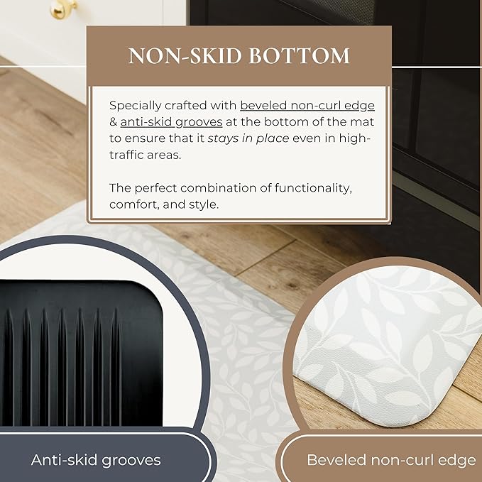 Anti Fatigue Mat by Laurel Lane Co. – Designer Anti Fatigue Mats for Kitchen Floor, Kitchen Mats for Floor, Desk Mat – Cushioned 0.75" Thick – Stain Resistant – Non-Skid Bottom – 20" x 39"