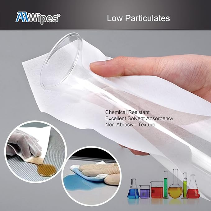 AAwipes Cleanroom Wipes Nonwoven Wipes Cellulose/Polyester Blend (Grade A, 68 Gram, Bag of 300 Pcs) 9" x 9"for Lab, Electronics, Pharmaceutical, Printing and Semiconductor Industries (NW06809)