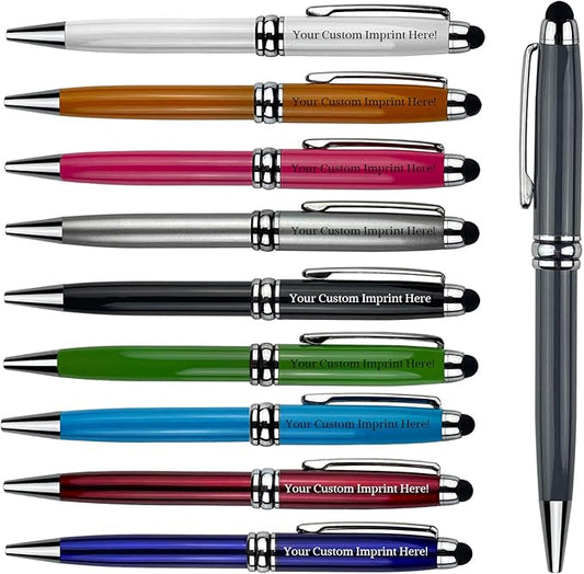 Ancolo Personalized Business Pens -Custom Advertising Message - Engraved Team Name, Phone Number, Slogan Perfect for Bank, Office, Hotel Lobbies - 10 Pens/Box